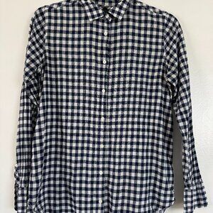 Jcrew Navy & White Plaid Button Down Shirt (Size 2)